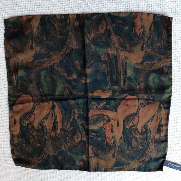 Ermenegildo Zegna Men Handkerchief Silk Square Scarf - Made in Italy - Picture 3 of 4